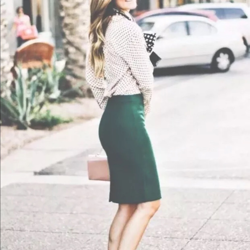 NWOT J. Crew Green No. 2 Pencil Skirt